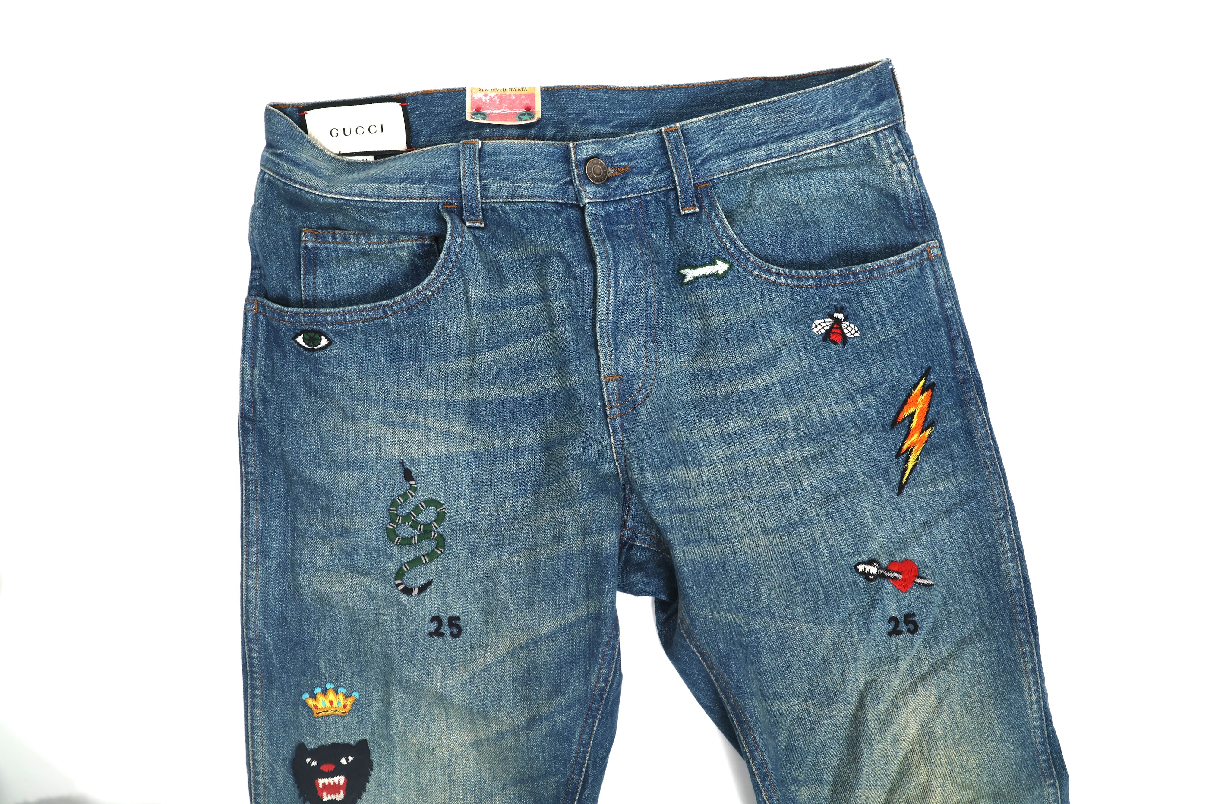 Emiliano Marcondes – Gucci Embroidered Denim Jeans / W34